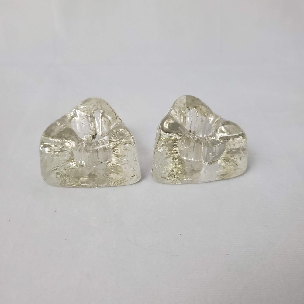 Vintage Wheaton Nuline NJ Clear Glass Candle Holders Set of 2 Triangular